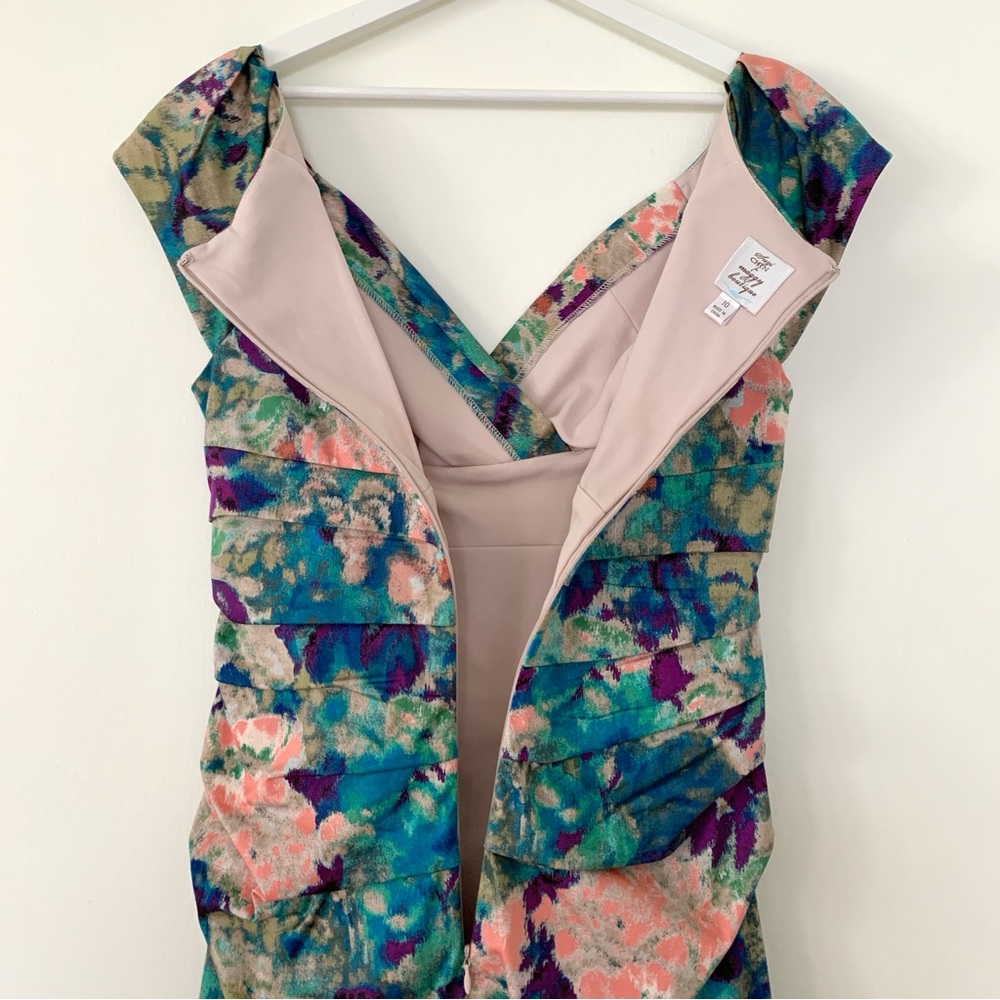 watercolor floral print fitted dress by Suzi Chin for Maggy Boutique - Picture 9 of 17
